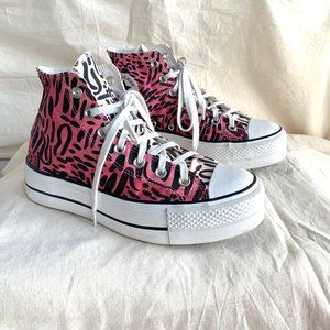 Chuck Taylor All Star high top pink platform shoes
